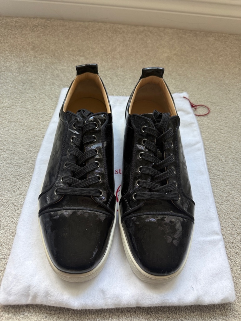 Men’s Christian Louboutin black patent sneakers size 46 ( US 13)